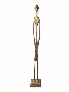 Brass Elongated Abstract African Tribal Man Sculpture 17"